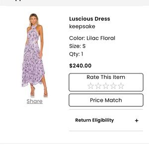 KEEPSAKE Lavender Floral High Low “Luscious Dress”